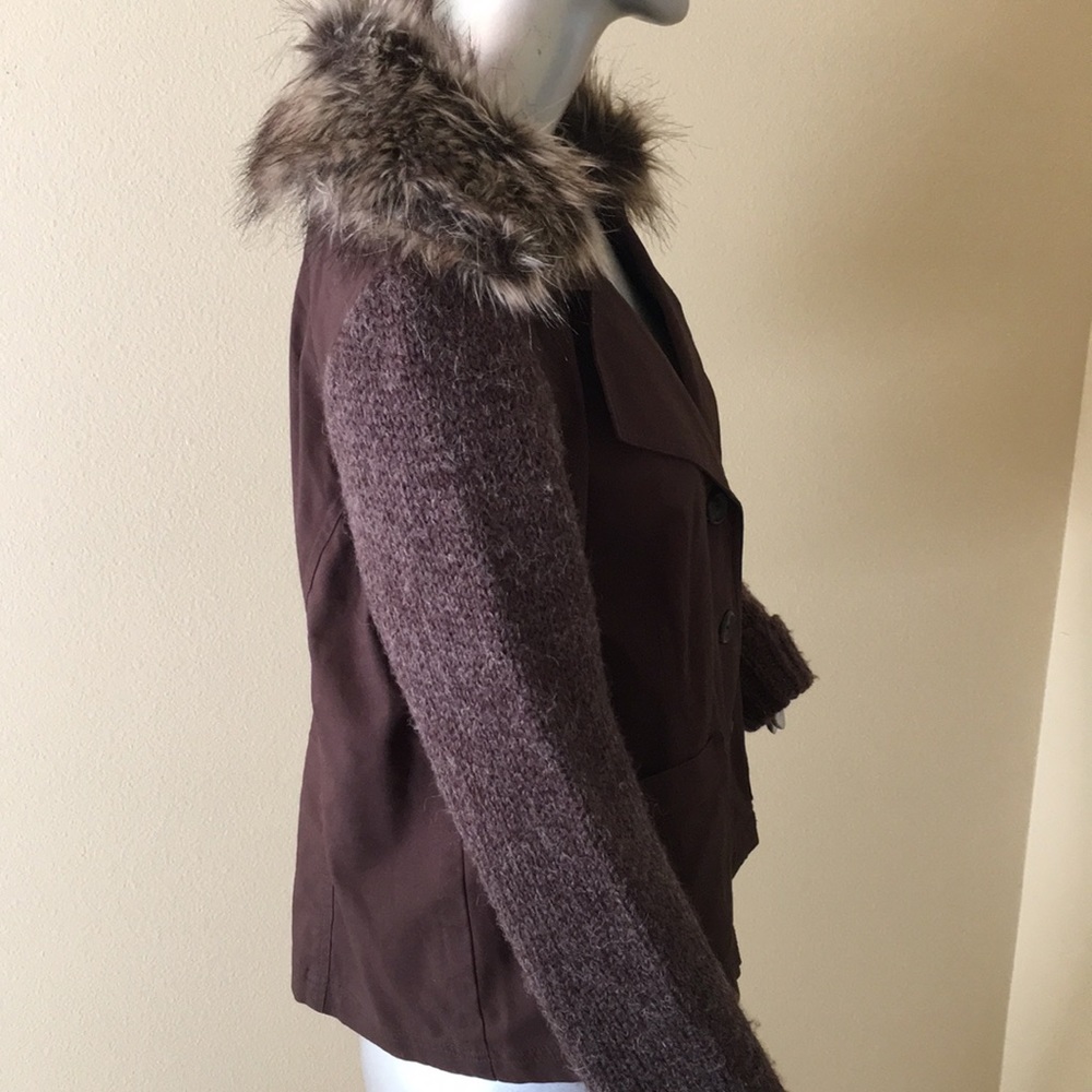 SUNDANCE | sweater jacket with faux fur coll… - Picture 4 of 11